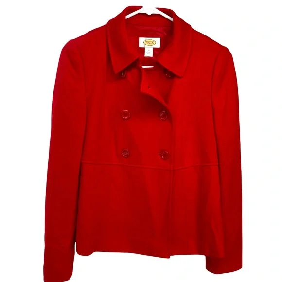 Talbots Red Wool Double-Breasted Coat Size 4 - Picture 4 of 7